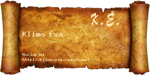 Klimo Éva névjegykártya