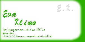 eva klimo business card